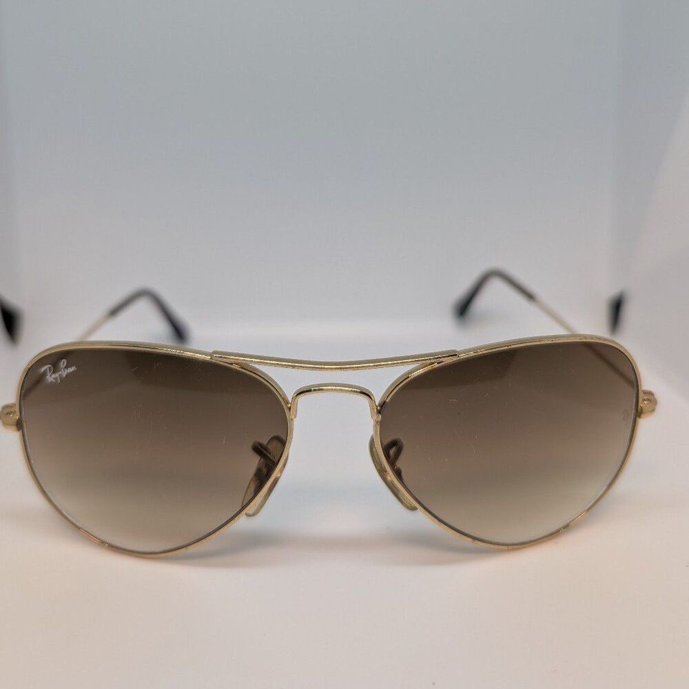 Ray-Ban Aviator Large Metal Sunglasses Gold Brown Lenses Made Italy w/ Case